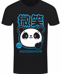 Handa Panda Smile Mens Black T Shirt 1