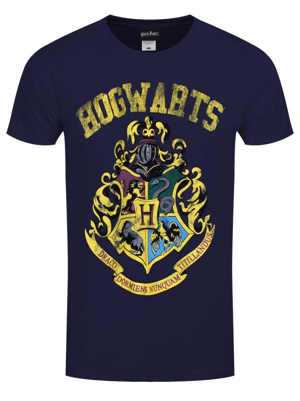 Harry Potter Hogwarts Faded Crest Men’s Navy T-Shirt