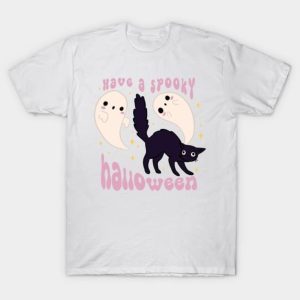 Have a spooky Halloween with a Cute black cat and ghosts 2023 Halloween T-Shirt