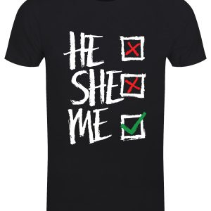 He She Me Men's Black T Shirt 1