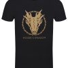 House Of The Dragon Gold Ink Skull Men’s Black T-Shirt