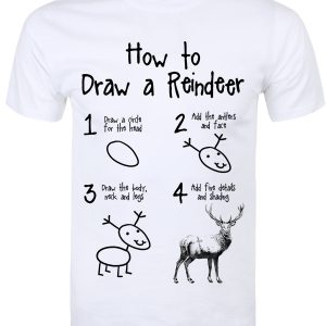 How To Draw A Reindeer Mens White T Shirt 1