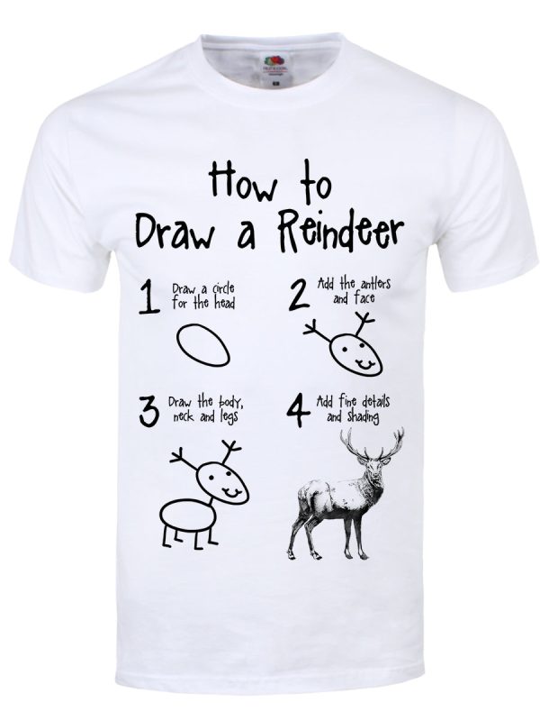 How To Draw A Reindeer Men’s White T-Shirt