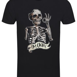 Im Okay Skeleton Mens Black T Shirt 1