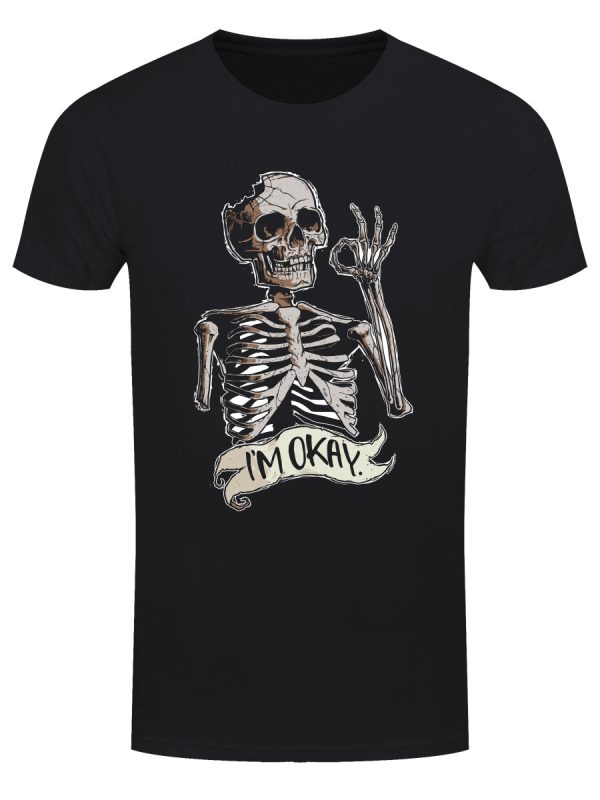 I’m Okay Skeleton Men’s Black T-Shirt