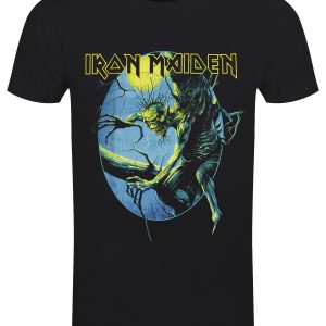 Iron Maiden Fear of the Dark Oval Eddie Moon Men’s Black T-Shirt