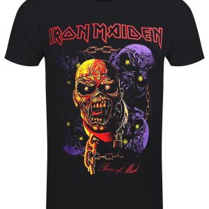 Iron Maiden Piece of Mind Multi Head Eddie Mens Black T Shirt 1