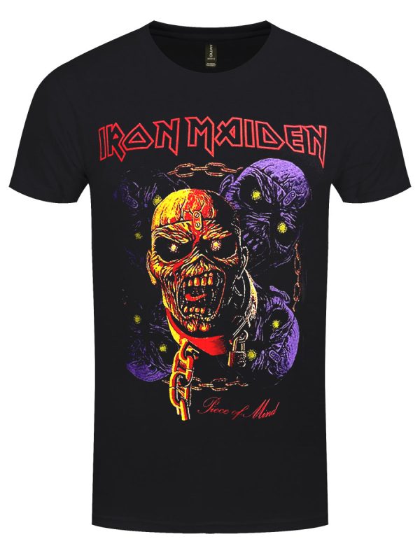 Iron Maiden Piece of Mind Multi Head Eddie Men’s Black T-Shirt