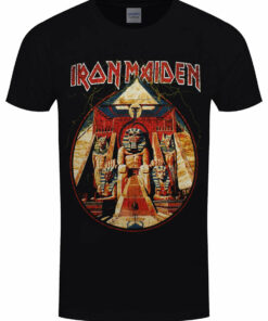 Iron Maiden Powerslave Lightning Circle Mens Black T Shirt 1