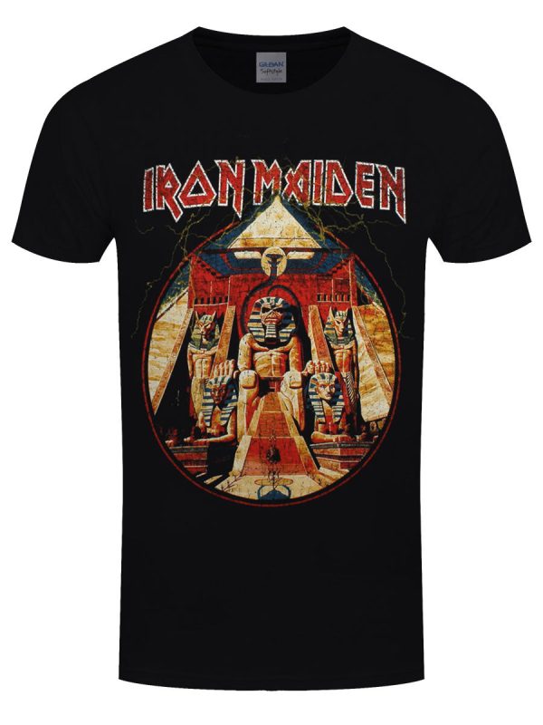 Iron Maiden Powerslave Lightning Circle Men’s Black T-Shirt