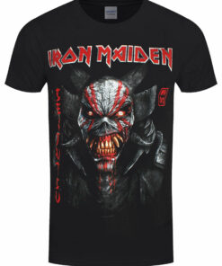 Iron Maiden Senjutsu Back Cover Vertical Logo Mens Black T Shirt 1