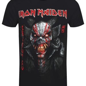 Iron Maiden Senjutsu Back Cover Vertical Logo Men’s Black T-Shirt