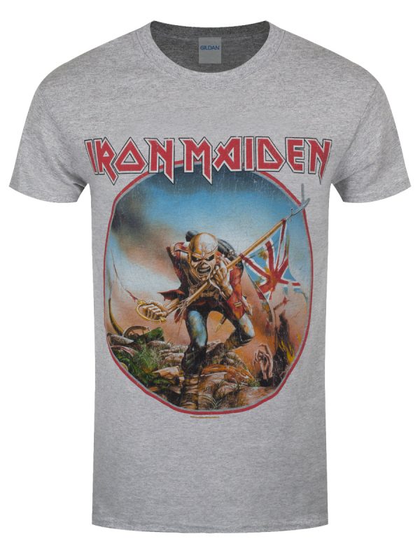 Iron Maiden Trooper Vintage Circle Men’s Grey T-Shirt