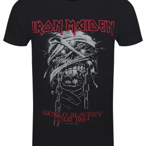 Iron Maiden World Slavery 1984 Tour Mens Black T Shirt 1