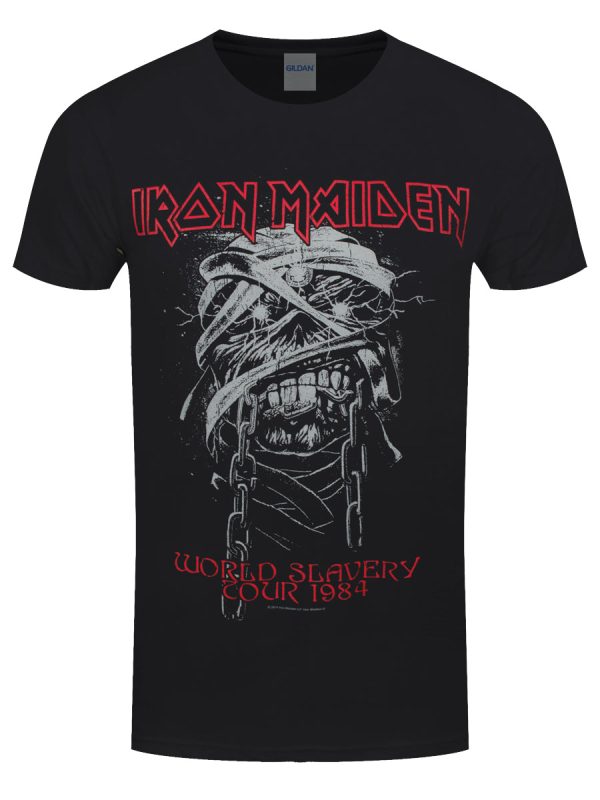 Iron Maiden World Slavery 1984 Tour Men’s Black T-Shirt