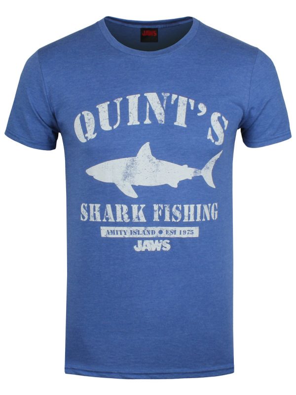 Jaws Quint’s Shark Fishing Men’s Heather Blue T-Shirt