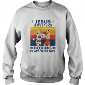 Jesus Is My Savior Boxing Is My Therapy Vintage shirt 4