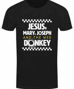 Jesus Mary Joseph and The Wee Donkey Mens Black T Shirt 1