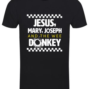 Jesus, Mary, Joseph and The Wee Donkey Men’s Black T-Shirt