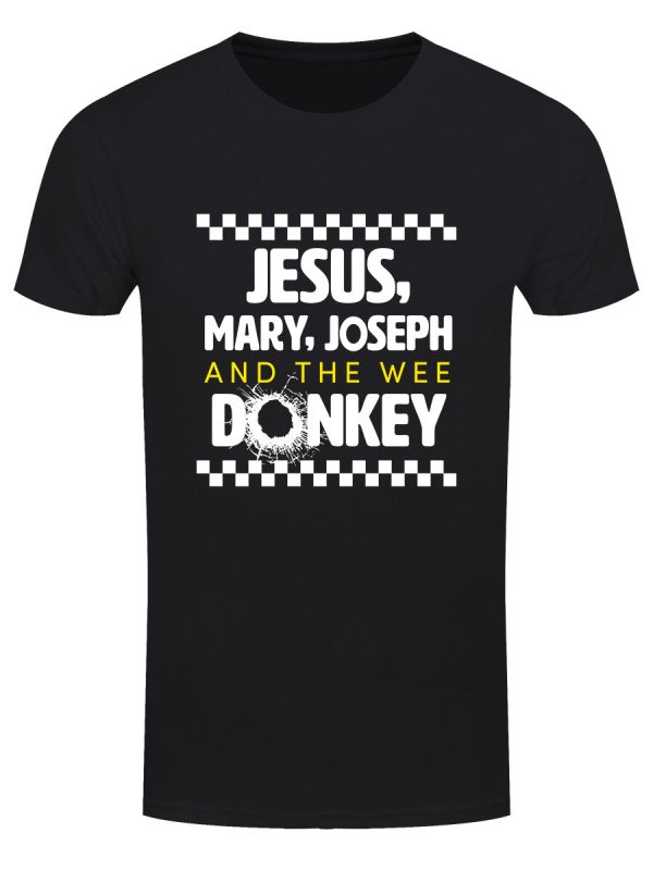 Jesus, Mary, Joseph and The Wee Donkey Men’s Black T-Shirt