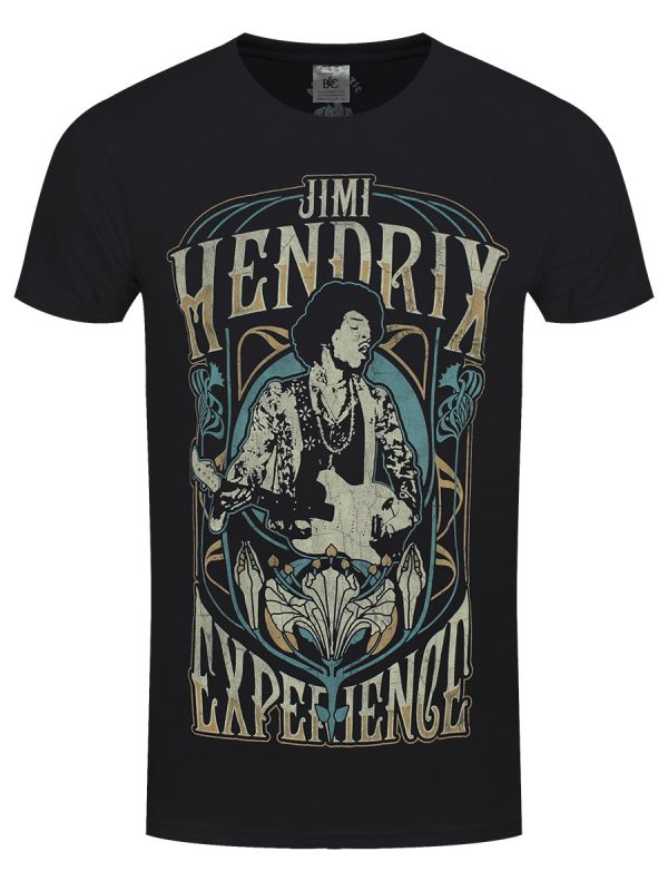 Jimi Hendrix Art Nouveau Men’s Black T-Shirt