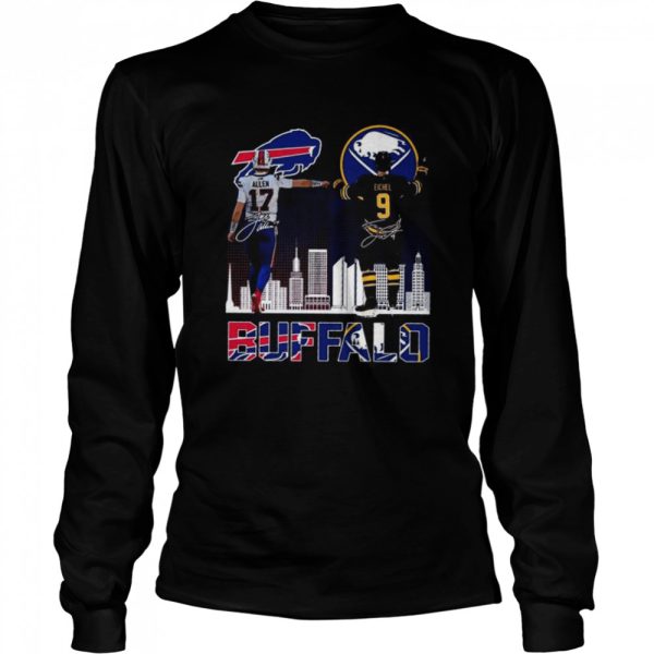 Josh Allen Buffalo Bills and Jack Eichel Buffalo Sabres signatures shirt