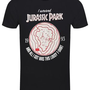 Jurassic Park I Survived Mens Black T Shirt 1