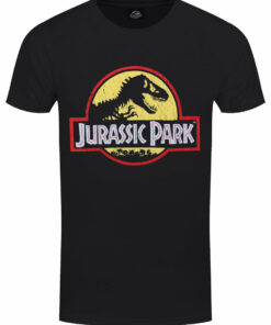 Jurassic Park Original Logo Distressed Mens Black T Shirt 1