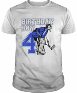 Kids 4 years old ice hockey goalie themed birthday 4th boy shirt 1