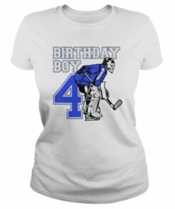 Kids 4 years old ice hockey goalie themed birthday 4th boy shirt 1 Kids 4 years old ice hockey goalie themed birthday 4th boy shirt 2