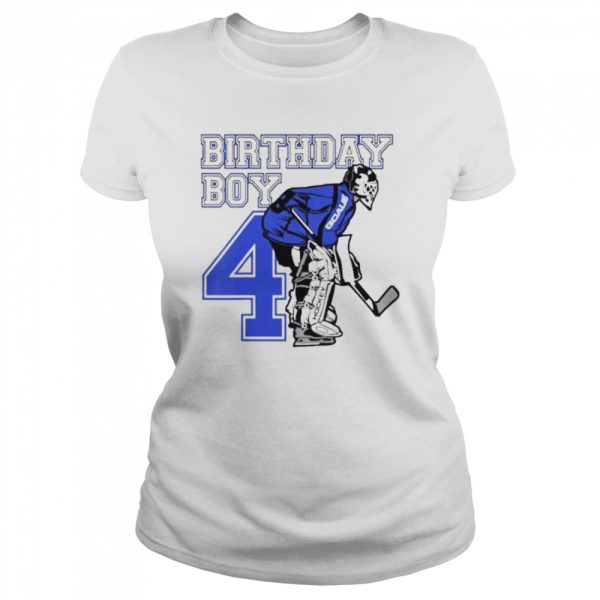 Kids 4 years old ice hockey goalie themed birthday 4th boy shirt