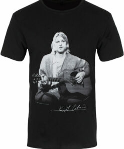 Kurt Cobain Guitar Live Mens Black T Shirt 1