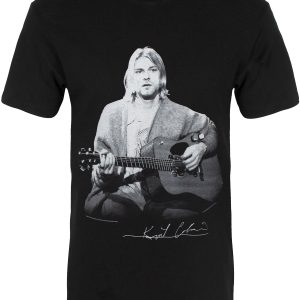 Kurt Cobain Guitar Live Mens Black T Shirt 1