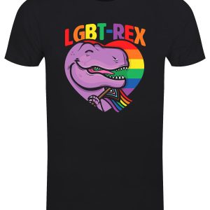 LGBT Rex Pride Flag Mens Black T Shirt 1