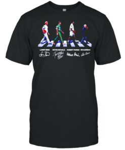 Larry Bird Kevin Mchale Robert Parish Red Auerbach abbey road signatures shirt 1