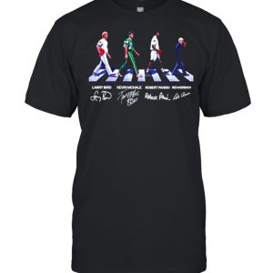 Larry Bird Kevin Mchale Robert Parish Red Auerbach abbey road signatures shirt