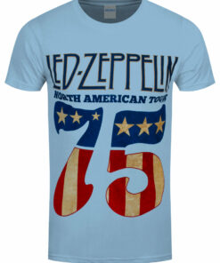 Led Zeppelin 1975 North American Tour Mens Blue T Shirt 1