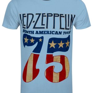 Led Zeppelin 1975 North American Tour Men’s Blue T-Shirt