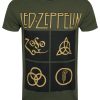 Led Zeppelin Gold Symbols Men’s Olive Green T-Shirt