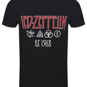 Led Zeppelin Symbols Est 68 Men’s Black T-Shirt