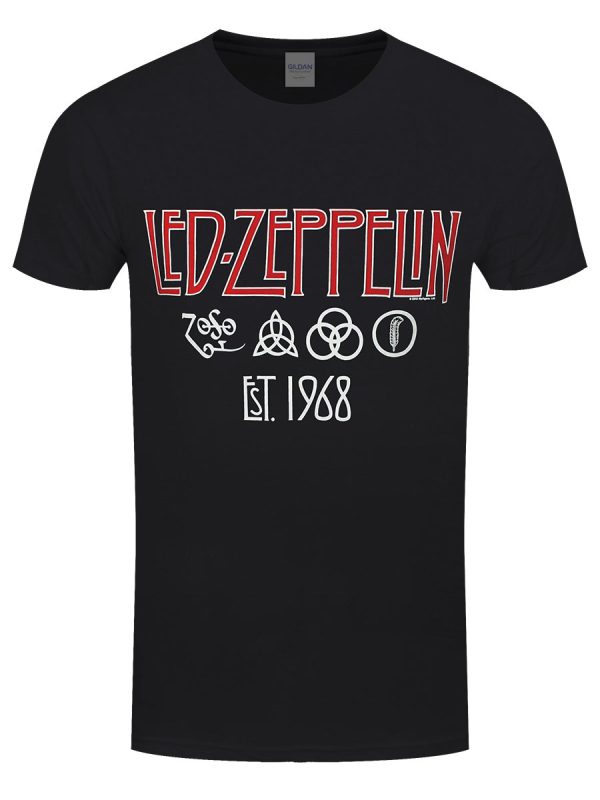 Led Zeppelin Symbols Est 68 Men’s Black T-Shirt