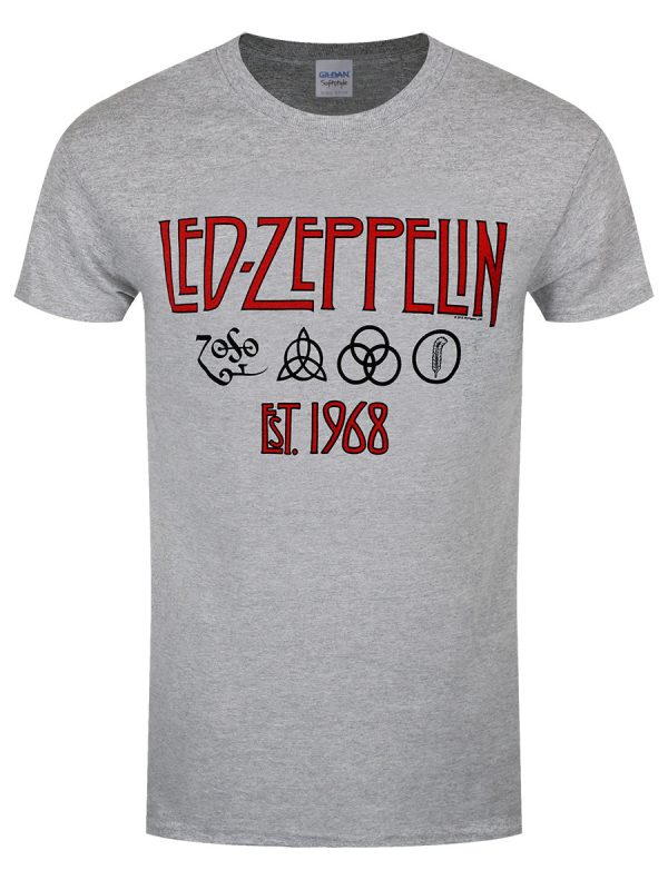 Led Zeppelin Symbols Est 68 Men’s Sports Grey T-Shirt