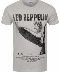 Led Zeppelin UK Tour 1969 Mens Ice Grey T Shirt 1