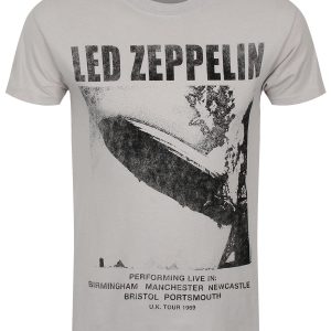 Led Zeppelin UK Tour 1969 Mens Ice Grey T Shirt 1