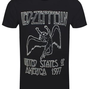 Led Zeppelin USA 1977 Mens Black T Shirt 1