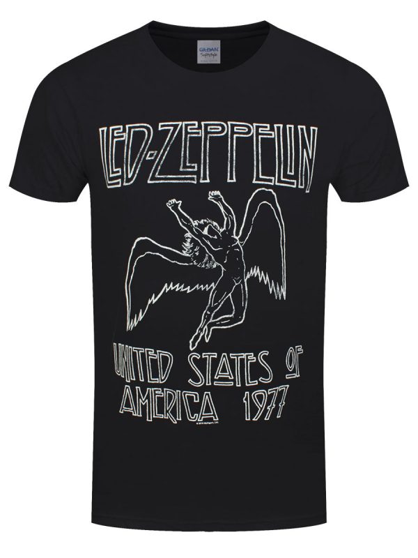 Led Zeppelin USA 1977 Men’s Black T-Shirt