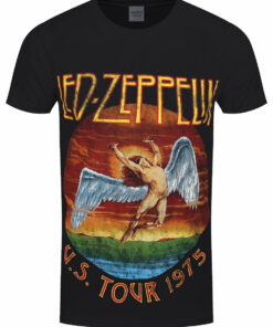 Led Zeppelin USA Tour 1975 Mens Black T Shirt 1