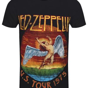 Led Zeppelin USA Tour 1975 Mens Black T Shirt 1