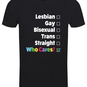 Lesbian Gay Who Cares Men's Black T Shirt 1