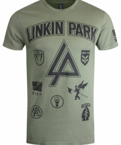 Linkin Park Patches Mens Green T Shirt 1